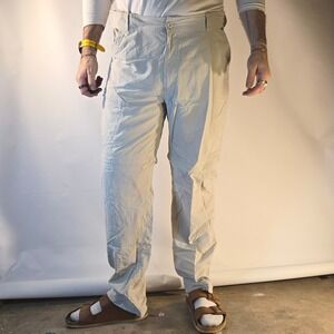 Simms Mens L Fishing Pants Beige Nylon Convertible Zip Off Legs Sun Protection